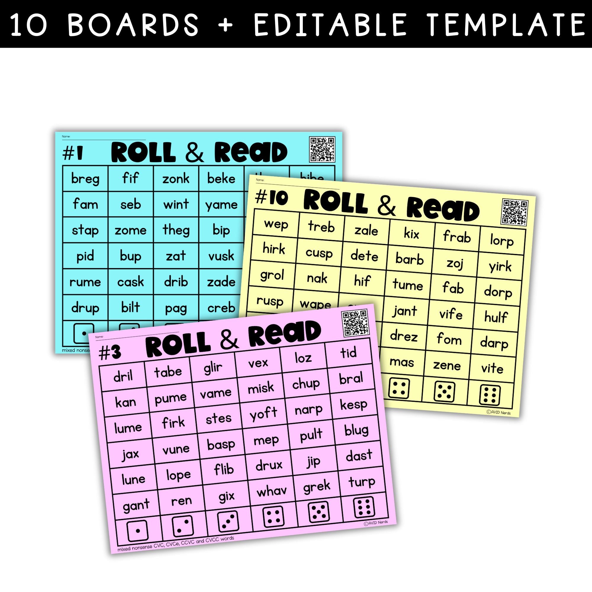 Mixed Nonsense CVC | Cvce | CCVC | CVCC Words | Roll and Read Games for ...