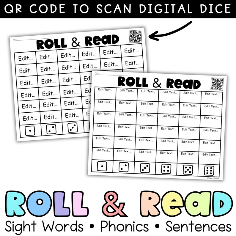 Editable Roll And Read Editable Roll and Read Roll and Write Roll and Solve Templates | Sight ...