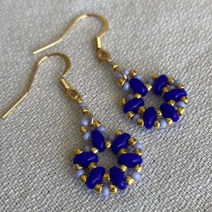 Gold Hoop Earrings for Women or Girls Seed Bead Hand Woven Earring Beaded Handmade Jewelry