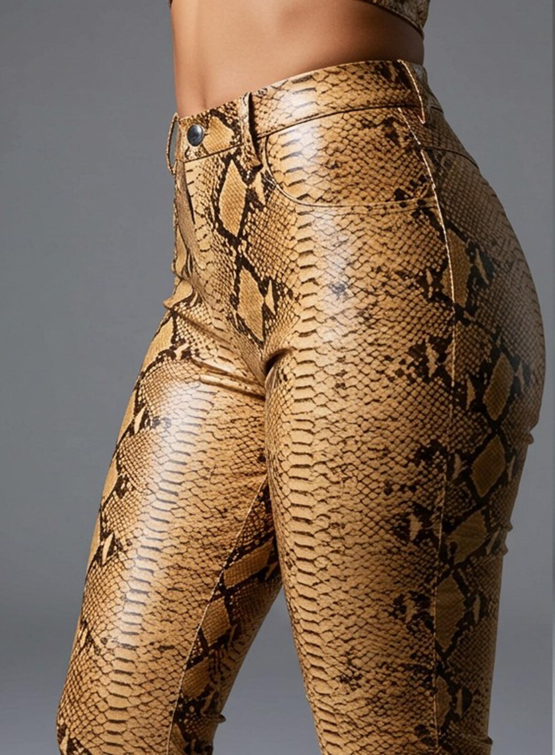 Viper Luxe Leather Pants Women’s Brown Snake Print Leather Pants ...