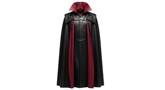 Handmade Black & Red Leather Cloak | Gothic Vampire Costume