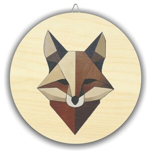 Geometric Fox Wall Art – Woodland Nursery Decor, Rustic Animal Print on Wood (8” Round)