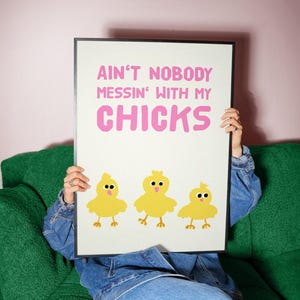 Drei Küken Poster, Preppy Wanddekoration für Teenager, Geschenk für Beste Freunde, skurrile Zimmerdeko