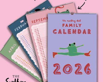 2026 Family Calendar: large A3 Colourful hand illustrated Wall Calendar, 5 Column Planner