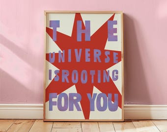 Retro Typography Poster: Universe is Rooting For You (Digital Download)