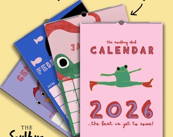 2026 Animal Illustration Wall Calendar: Colourful hand illustrated Kids Family Calendar