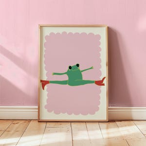 Lustiger Frosch Poster, Dopamin Poster, Dopamin Dekor, Verspielter Tierdruck, Retro Wanddekoration, Happy Frog Kinder Poster