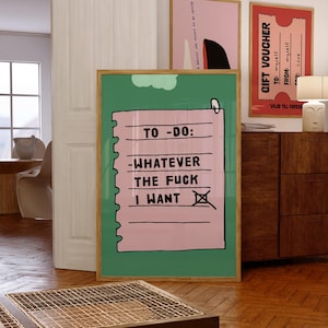 Poster con citazione retrò "To-Do", decorazione con dopamina, stampa energizzante, arte murale massimalista, arredamento per la camera preppy, parete con vibrazioni positive
