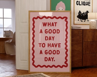 Pink Affirmation Print: Retro Preppy Room Decor (Digital Download)
