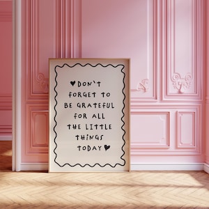 Poster con citazioni sulla gratitudine, stampa con promemoria gentile, poster sulla salute mentale, arte murale della gratitudine, decorazioni per la consapevolezza, tipografia positiva e originale