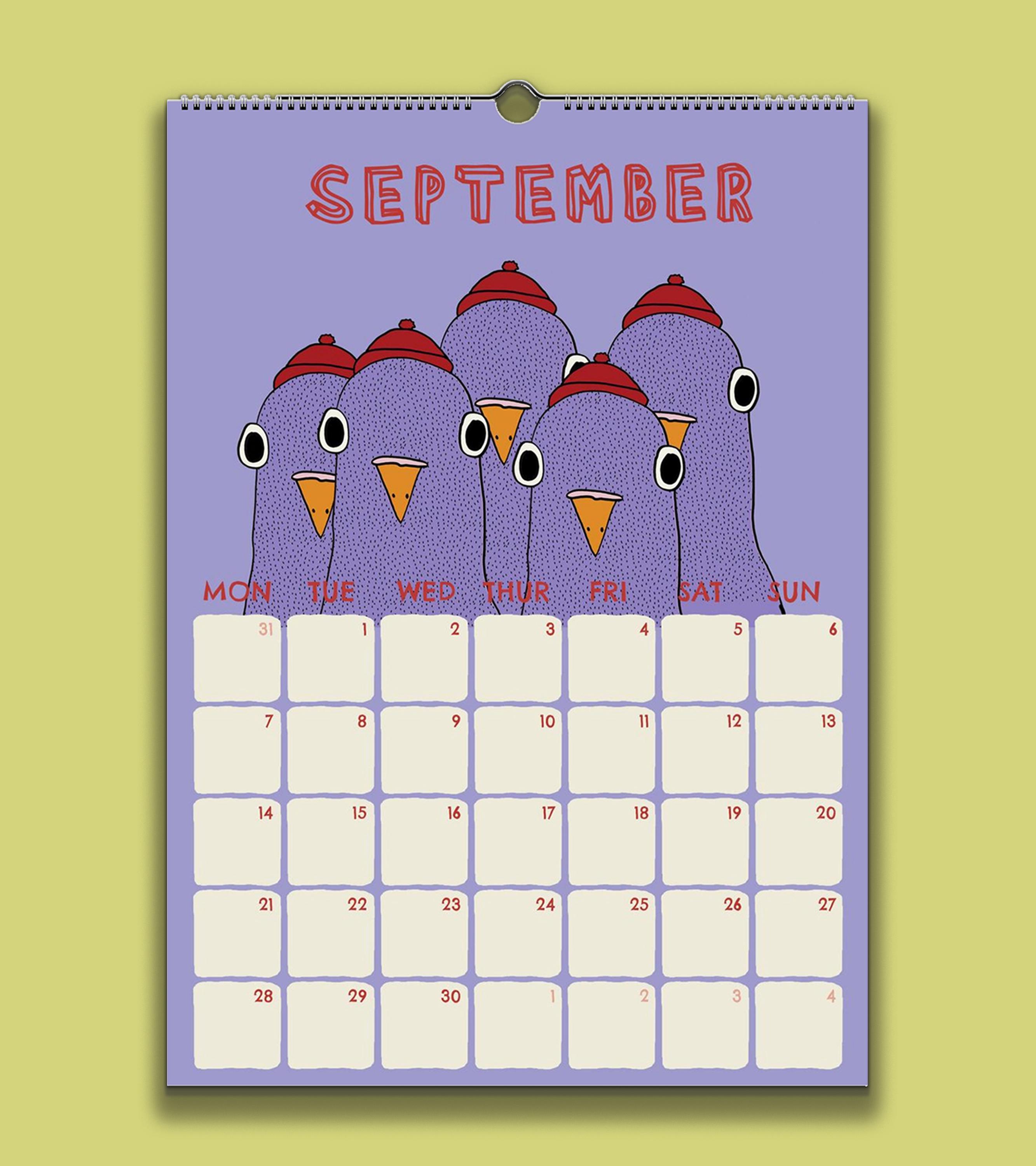 Calendrier Mural 2026 Illustré - Agenda Décoratif Maison, Bureau - Organisateur Mensuel Drôle Et Pratique