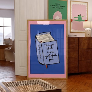 Arte murale della gratitudine, decorazione Dopamin, pratica della gratitudine, illustrazione retrò eccentrica, regalo di gratitudine, decorazione per la cura di sé, decorazione per la salute mentale
