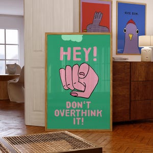 Retro Typography Print: Don&#39;t Overthink It - Motivational Art
