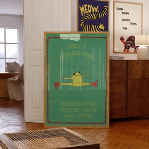 Poster di rana verde, illustrazione da parete, poster motivazionale per bambini, poster di affermazione positiva