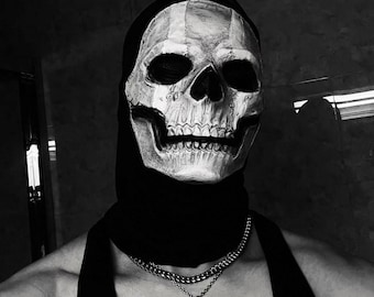 Ghost Skull Mask, Handmade Call of Duty Cosplay Face Mask, Ghost Operator Costume, Tactical Airsoft Gear, Halloween Skeleton Hood