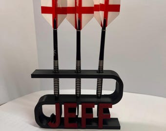 Personalised Dart Holder Darts Stand - 3 Darts - customisable name & colours