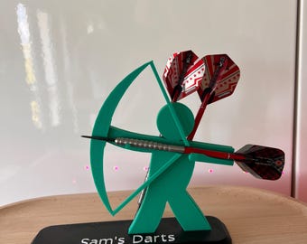 Gepersonaliseerde darthouder boogschutter: displaystandaard voor 3 darts