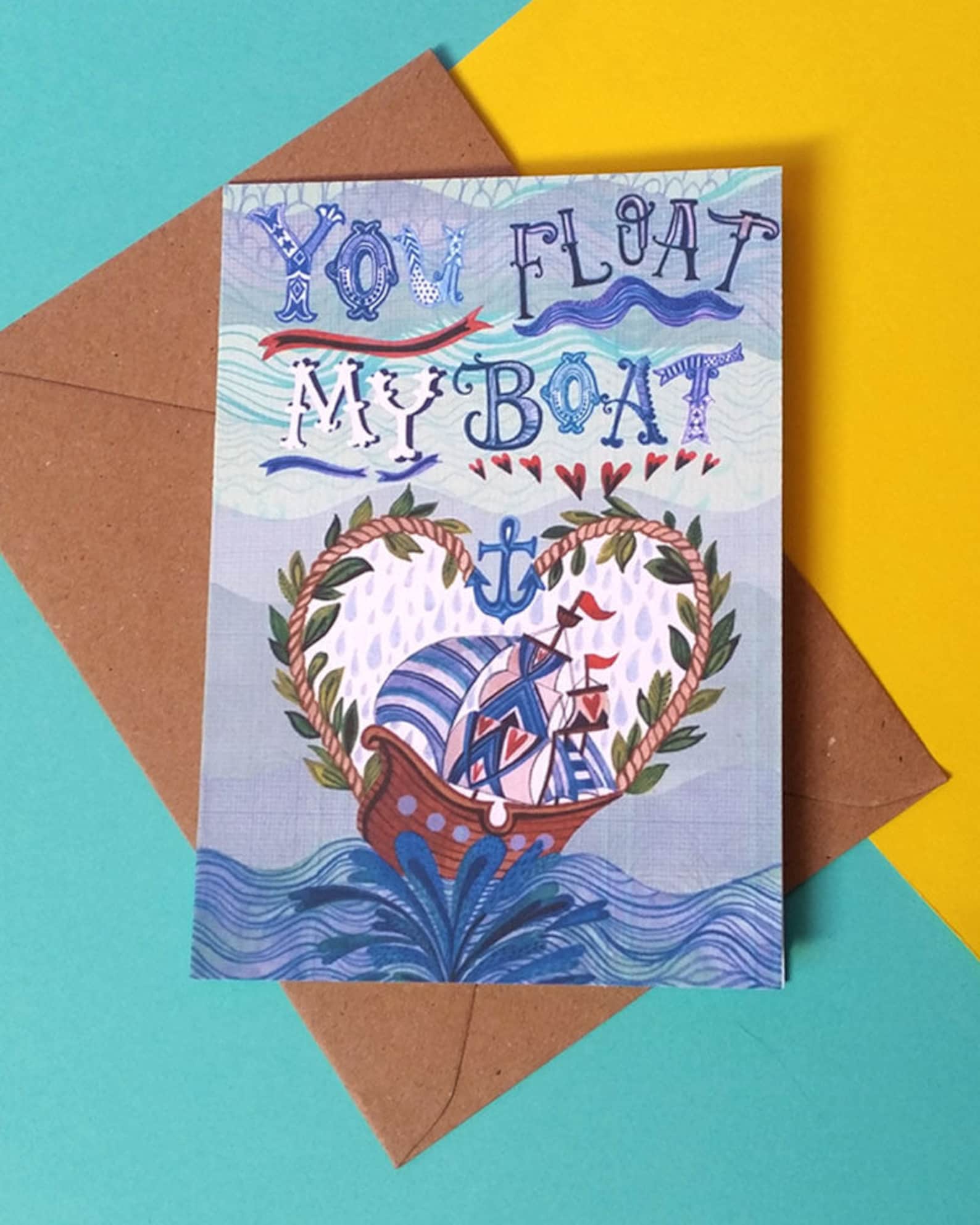 Romantic Nautical You Float My Boat Valentine's Love You Etsy