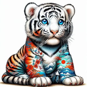 Clipart,png cute bébé tigre kawaii style japonais fond transparent 300dpi