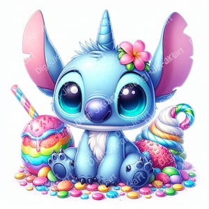 Clipart,png carino unicorno stitch zucchero sfondo trasparente 300 dpi