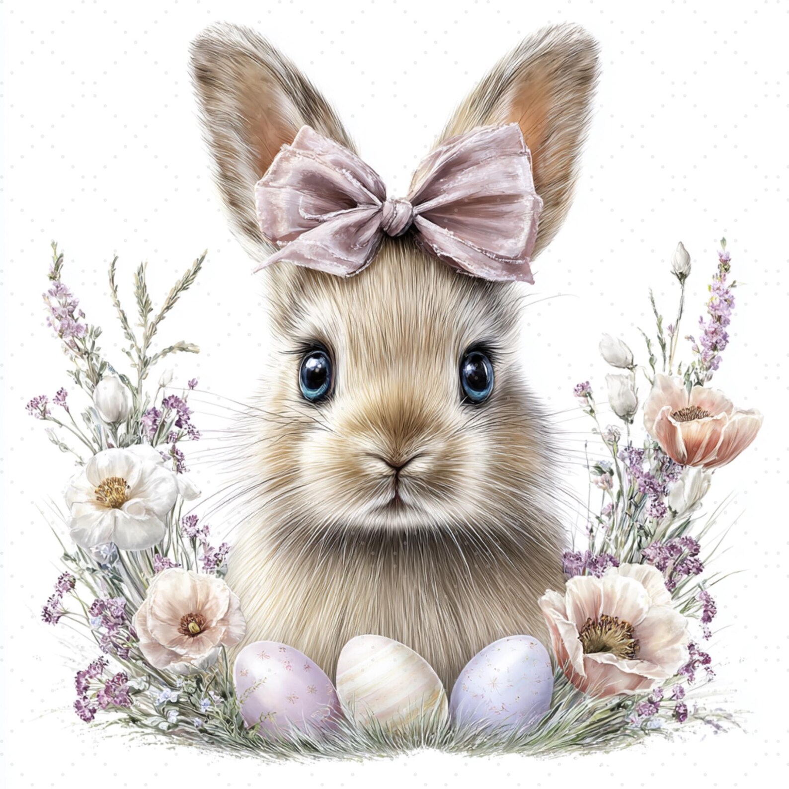 Easter Bunny Clipart Set Watercolor Spring Rabbit Eggs Floral PNG ...