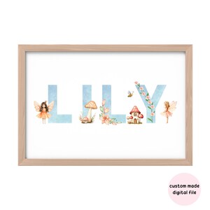 Personalized Fairy Name Print: Watercolor Nursery Wall Art (Digital Download