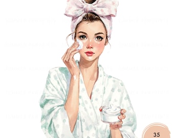 Spa Day Clipart Watercolor Spa Girls Bath Props Transparent Background