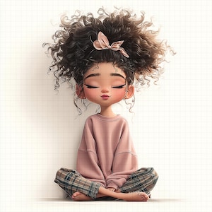 Paquete de imágenes prediseñadas de chica chibi acogedora: PNG pastel para pegatinas de agenda (descarga digital)