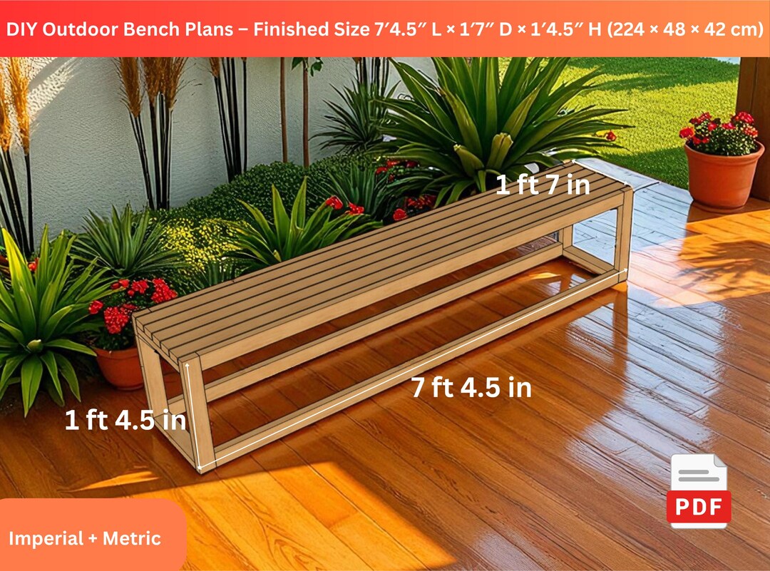 DIY Outdoor Bench Plans: Woodworking Garden Furniture (PDF Download) - Etsy