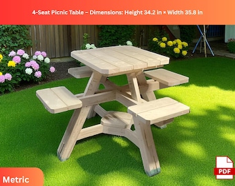 Plannen picknicktafel DIY voor kinderen pdf: houtbewerkingsproject voor 4 plaatsen voor kinderen