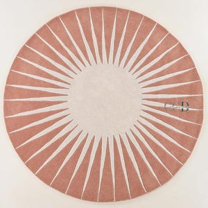 Hand-Tufted Wool Sunburst Rug: Mustard Yellow Bohemian Carpet