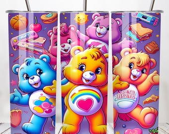 Cartoon Characters 20oz Tumbler Png, Cartoon Bears Tumbler 20oz Png, Cartoon 20 oz Tumbler Wrap, Movie Characters 20 oz Skinny Tumbler Png