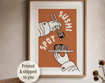 Sushi Spot Retro Poster | Japanese Food Print, Dorm Room Decor