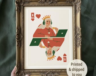 Queen of Hearts Poster, Office Decor, Gift for Women