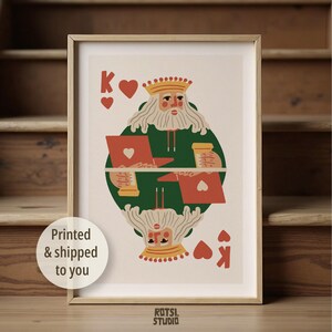 King of Hearts Boss Poster | Art mural moderne en carton | Cadeau pour étudiant, télétravailleur ou gamer