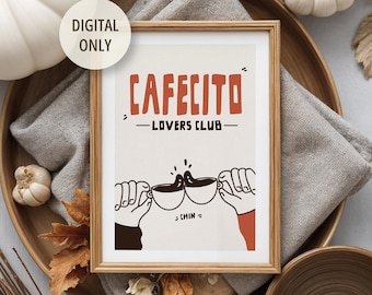 Coffee Quote Wall Art | Cafecito Print | Espresso Lover Gift for Kitchen, Office or Dorm