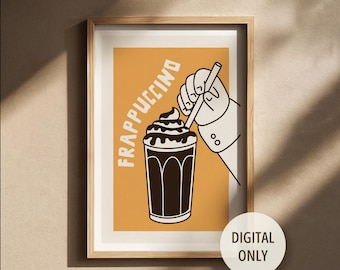 Frappuccino Digital Print, Printable Coffee Bar Decor