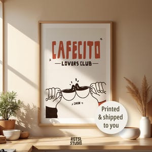 Cafecito Wall Art / Divertente poster da cucina con caffè / Stampa giclée latina per Cafe Vibes
