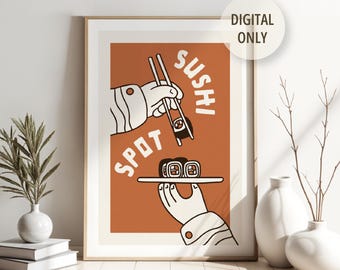 Sushi Spot Retro Poster | Japanese Food Wall Art (Digital Download)