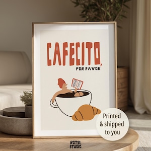 Cafecito Wand Kunst Druck | Lustiges Kaffee Poster für Küche | Geschenk für Männer | Cafe Dekor | Spanisches Zitat Kunst