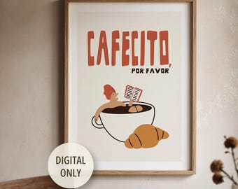 Cafecito Por Favor Print: Latino Kitchen Coffee Bar Art (Digital Download)