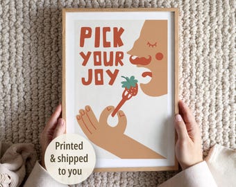 Póster "Elige tu alegría": Arte mural inspirador con afirmaciones positivas