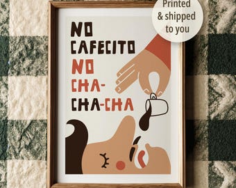 Plakat artystyczny Cafecito – dekoracja ścienna z kawą do kuchni lub kawiarni, prezent w postaci drukowanego plakatu