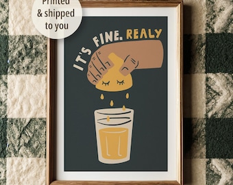 Burnout Humor Print: Funny Mental Health Poster, Remote Office Art