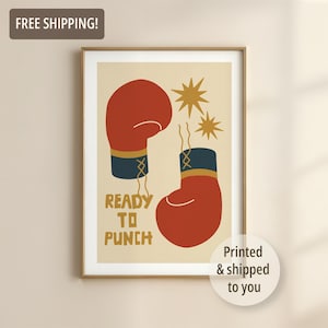 Poster motivazionale con guantoni da boxe / Stampa per ufficio / Regalo per la leadership / Citazione stampata "Lotta per gli obiettivi"