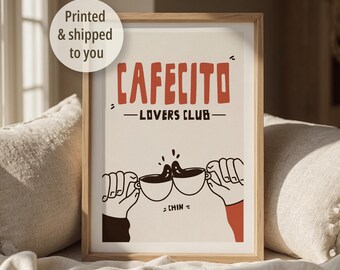 Cafecito Lovers Club Art Print, Latino Kitchen Decor