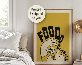 Soccer Wall Art Print, Quirky Football Poster, Sports Decor
