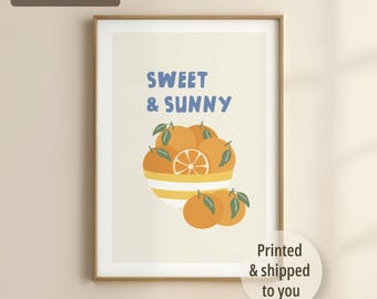 Impressão de cozinha laranja retrô: arte de parede de café de fazenda