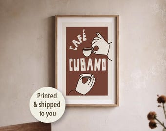 Pôster Café Cubano, arte de parede de café cubano