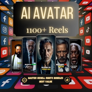 AI Avatar Reels Bundle: 1100 Faceless Videos, PLR & Resell Rights (Digital Download)_Ma